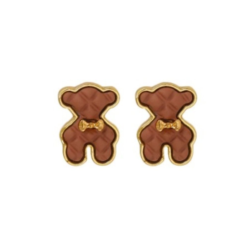Chocolate Teddy Bear Stud Earrings